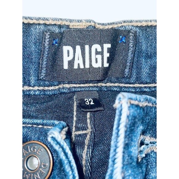 Paige Jeans Mens Size 32 Dark Blue Federal Slim Straight Soft Stretch Denim USA - Picture 10 of 14